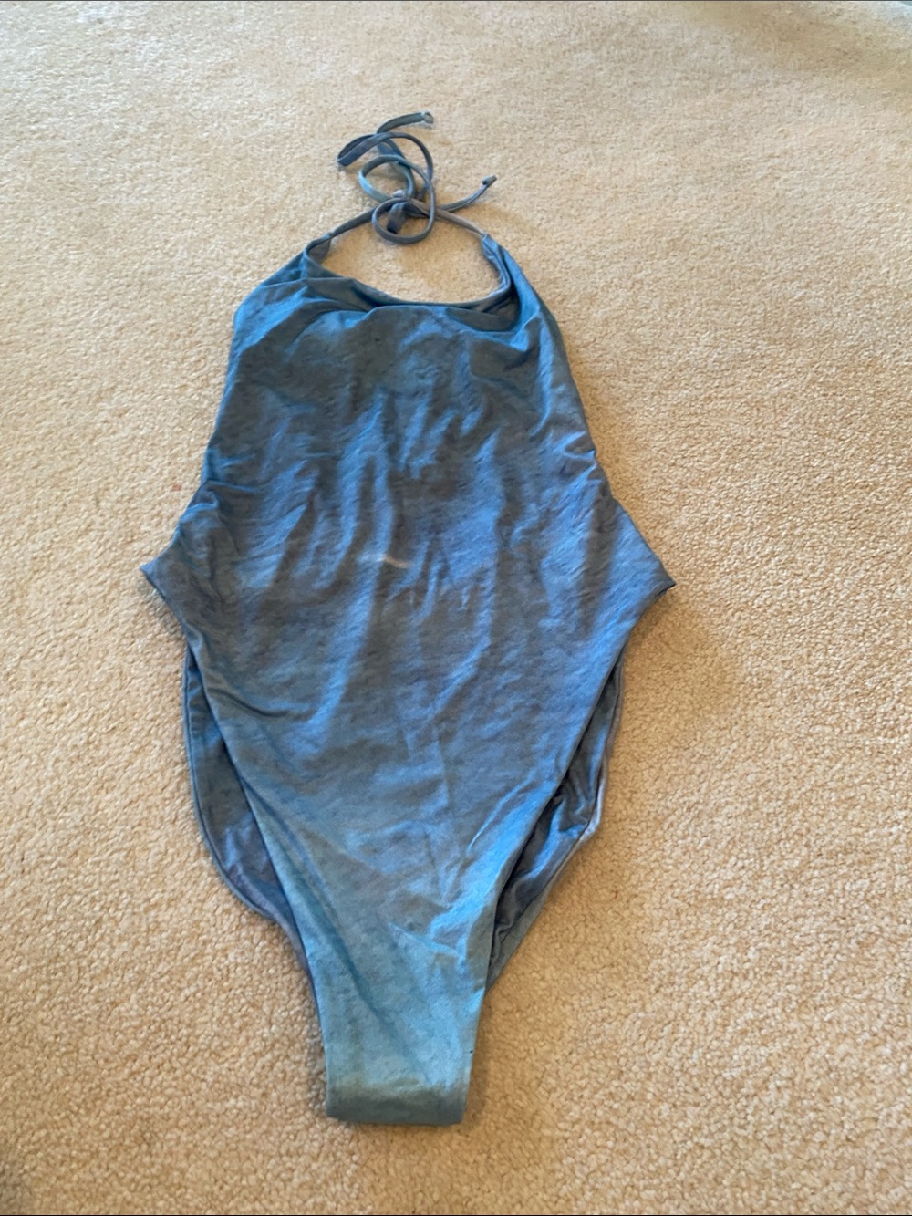 Mare Perpetua blue Halter One-Piece high cut leg Swimsuit Small new